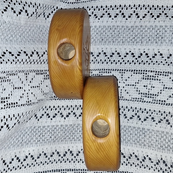 Vintage Carved Oak Candle Stick Holders - Picture 2 of 6